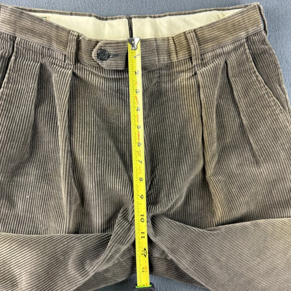 Vintage LL Bean Double Pleated Corduroy Pants Men's 33 (Fits 32x32) Brown Faded